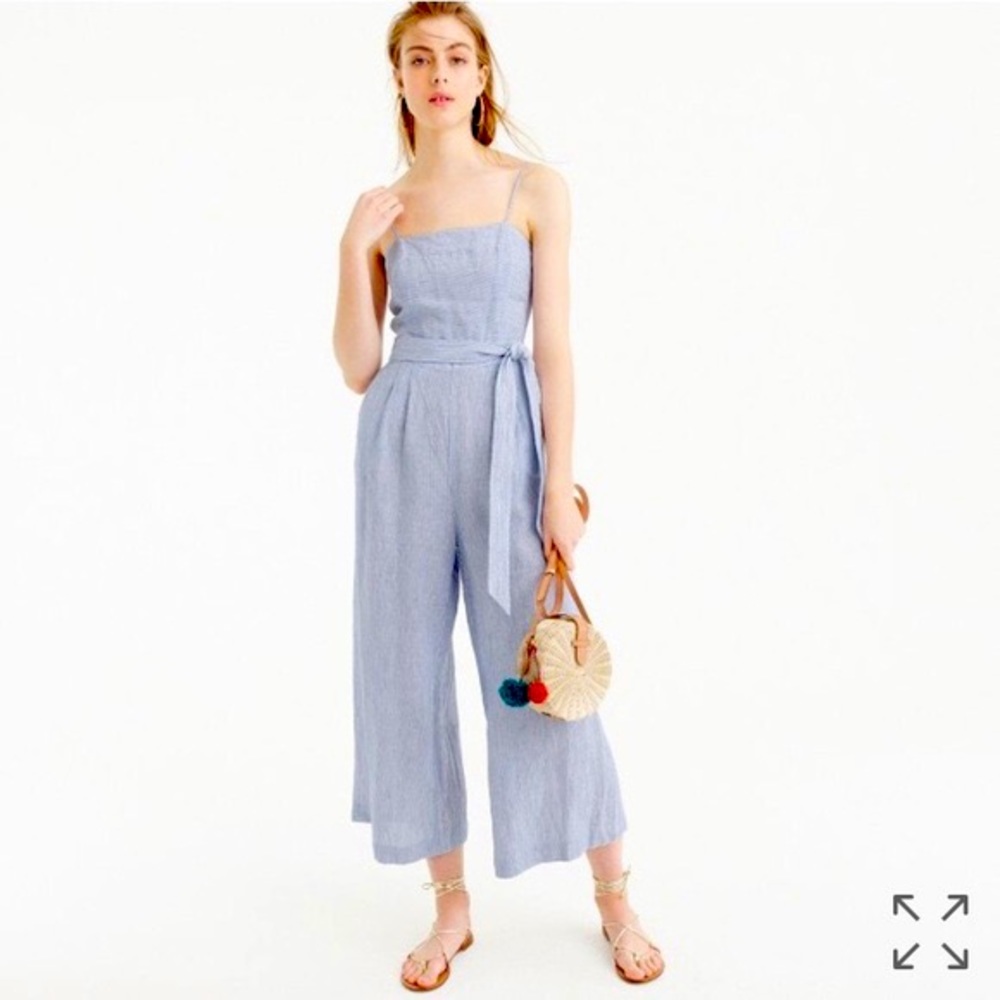 J Crew Linen Pinstripe Jumpsuit 2P